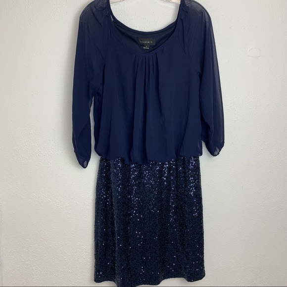 Navy Scarlett Evening Dress with Sequence Dress - Picture 1 of 12